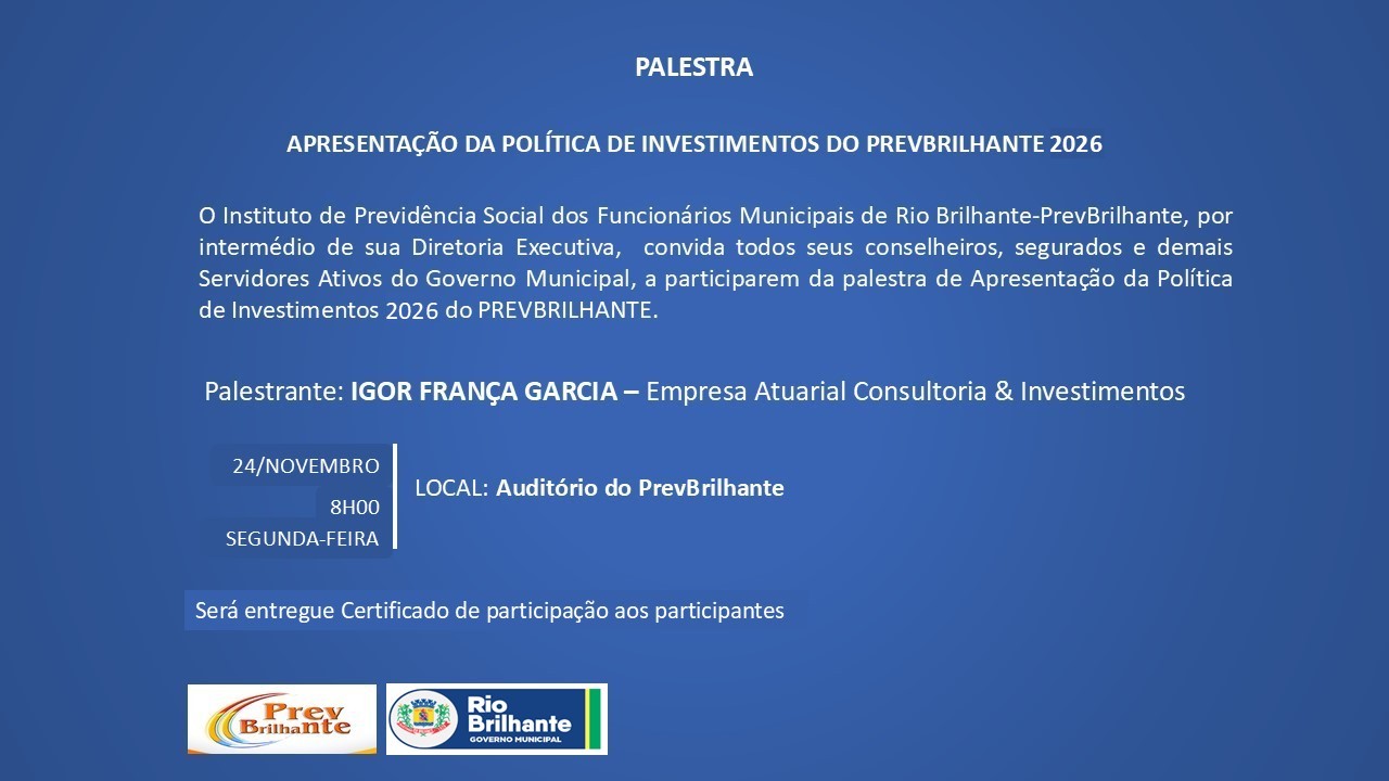 Palestra: Política de Investimentos 2026